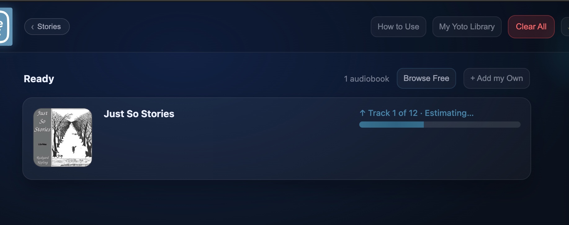 Sending audiobook to Yoto with Little Vox